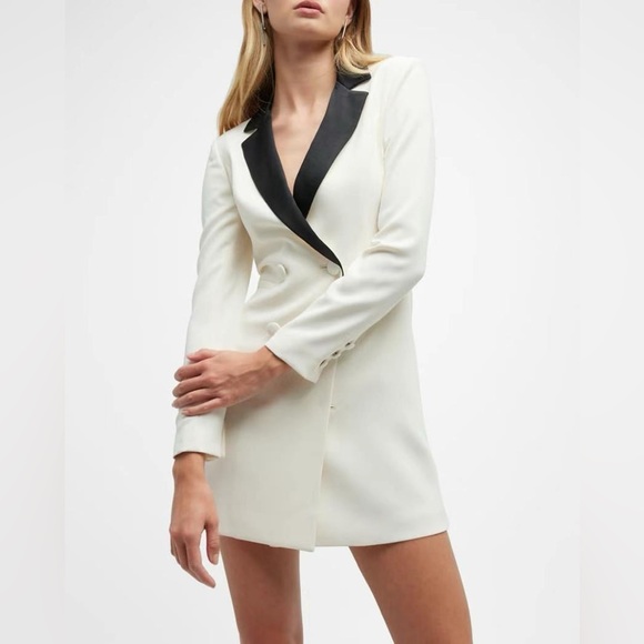 NWT $550 Alice + Olivia Kryie Tuxedo Blazer Dress - Picture 2 of 14